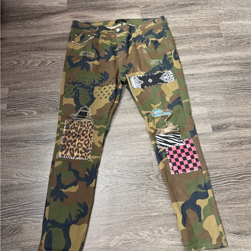 Men's Camouflage Patchwork Jeans